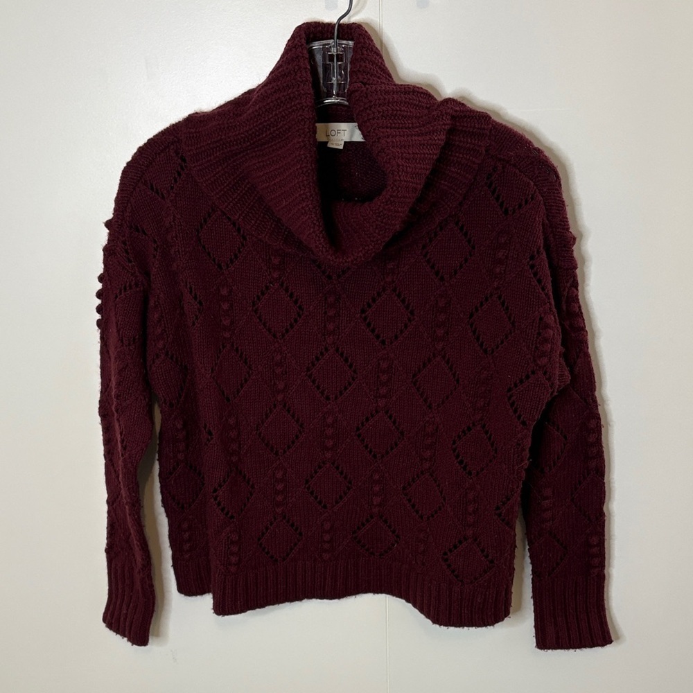 LOFT Women's Deep Burgundy Cowl Neck Sweater